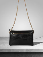 leather clutch with golden chain