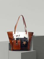 Leather Shopper Bag with 2 handles,1 main compartment