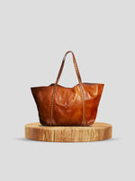 Tan leather shopper bag